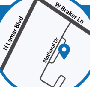 Map of N Lamar Blvd and W Braker Lane location of Prosper Center