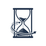 Hourglass icon with an arrow wrapping around it